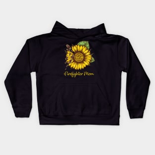 Sunflower Firefighter Mom Kids Hoodie